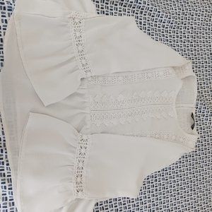 Women beautiful white blouse with ruffle sleeve in size small